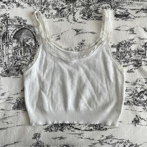 Pretties Venice DUPE white pointelle lace crop tank top